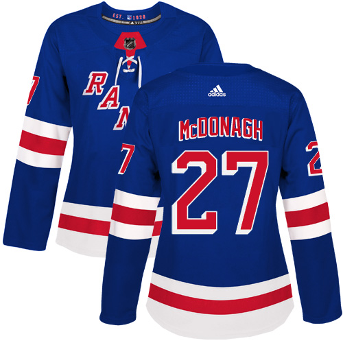 Adidas New York Rangers 27 Ryan McDonagh Royal Blue Home Authentic Women Stitched NHL Jersey